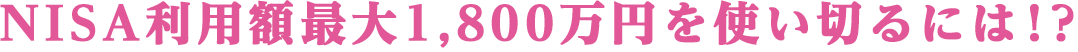 NISA���p�z�ő�1,800���~���g���؂�ɂ́I�H