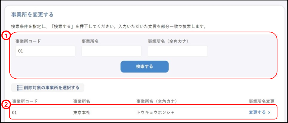 事業所名変更①のイメージです