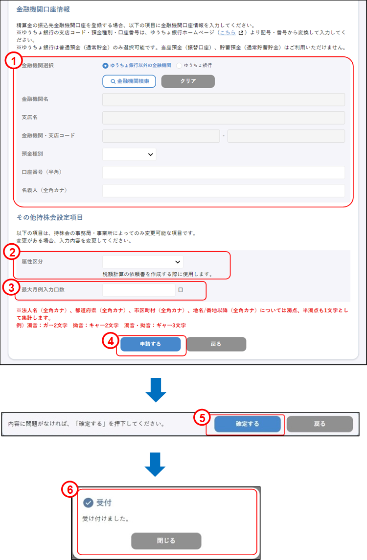 会員の代理申請(上場取引先:会員属性変更申請【会員ごとに個別に申請する場合③】)のイメージです