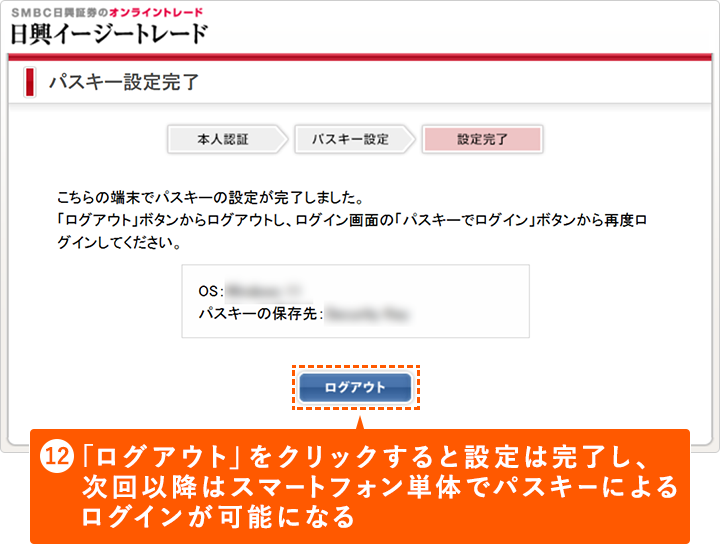 �X�}�[�g�t�H���Ńp�X�L�[�̐ݒ肪���������̂ŁA�p�\�R���Łu���O�A�E�g�v���N���b�N����