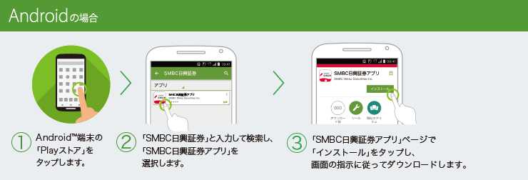 Google Play（Playストア）から検索する方法の説明図