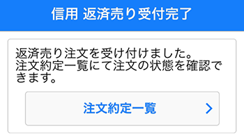 返済売り注文の入力方法の説明図